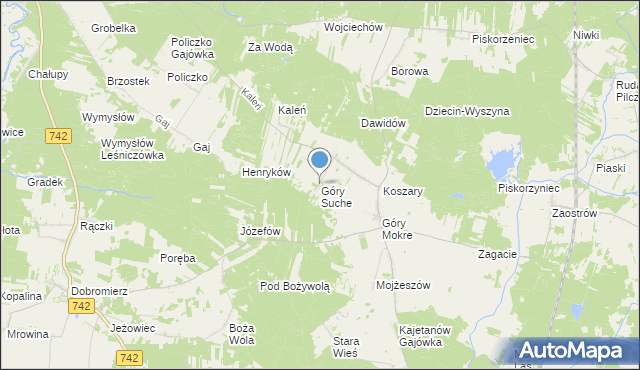 mapa Góry Suche, Góry Suche na mapie Targeo